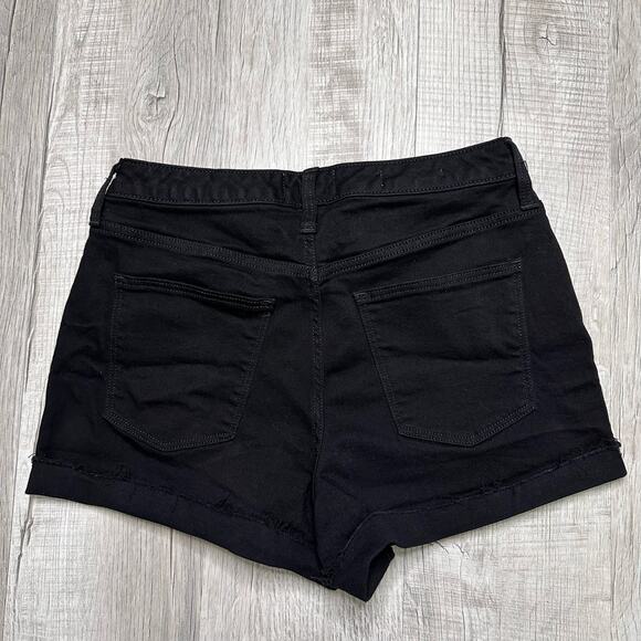 Universal Thread Black Stretch Denim Shorts WMNS 10R High Rise Midi Cuffed Hem - Picture 5 of 8